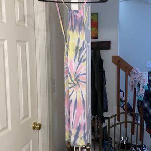Tie dye, cross-back bodycon dress